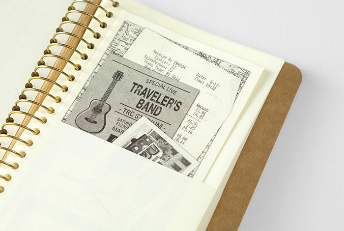 Traveler's Company Spiral Ring Paper Pocket Notebook contains 16 sheets and 32 pockets total.