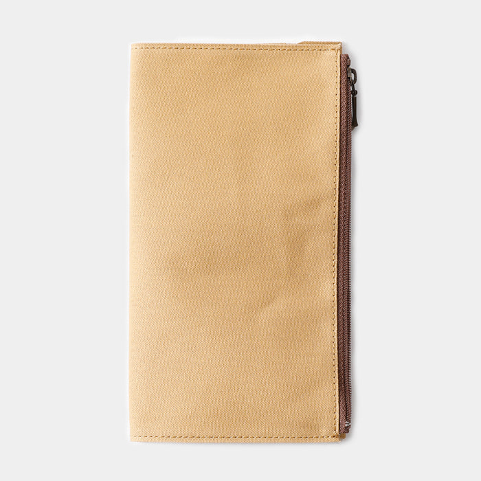 TRAVELER'S FACTORY TF Cotton Zipper Case- Regular Size- BEIGE CASE CLOSED