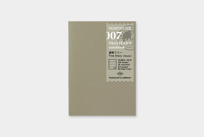 TRAVELER'S Notebook Refill-Passport Size- Diary Weekly Free allows you to organize your life.