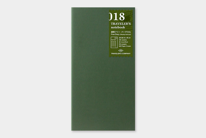 TRAVELER'S Notebook Refill-Regular Size- Planner Diary- Weekly allows you to keep track of your week and put the dates in yourself.