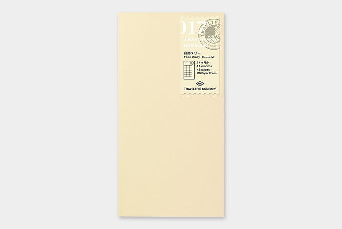 TRAVELER'S notebook Refill-Regular Size- Planner Diary- Monthly allows you to fill in the dates with your schedule.