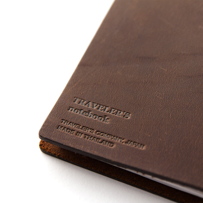 Like all TRAVELER'S notebook covers, the brown cowhide leather cover is made by hand in Chiang Mai, Thailand.