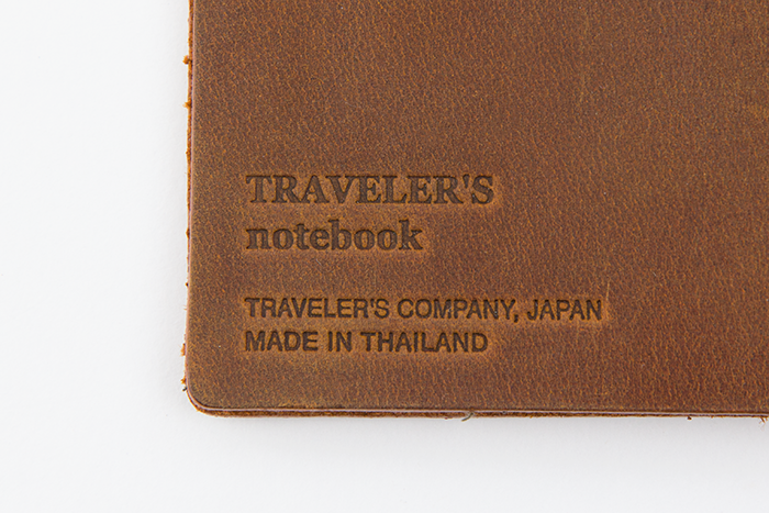 Each Camel TRAVELER'S notebook is branded with the logo and make information.