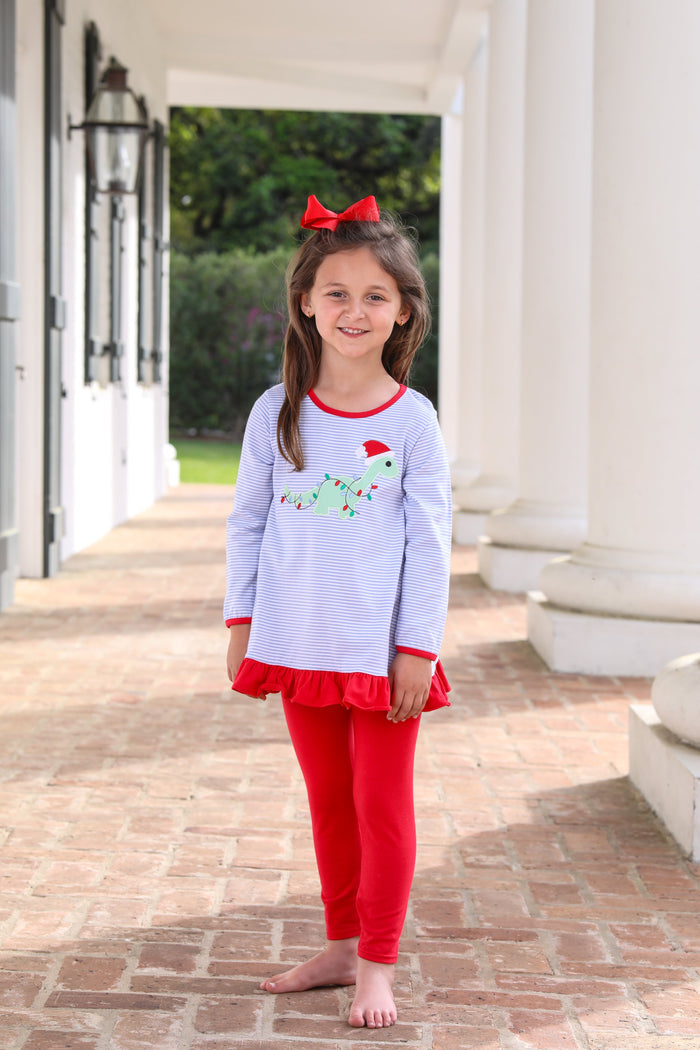 Trotter Street Kids | Christmas Dino Ruffle Pants Set, Assorted Sizes