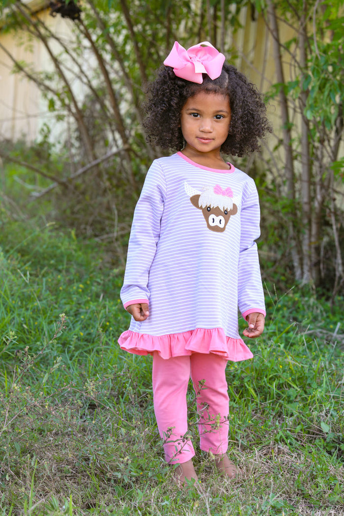 Trotter Street Kids | Highland Cow Ruffle Pants Set, Assorted Sizes