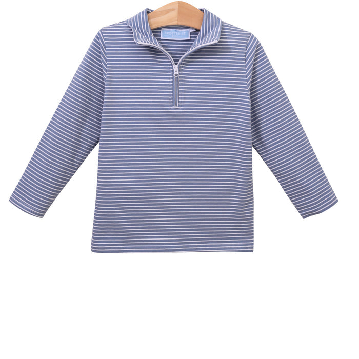 Trotter Street Kids | Tucker Pullover, Slate Blue Stripe, Assorted Sizes