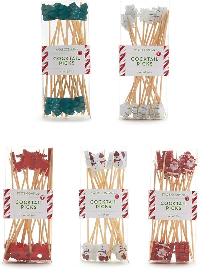 Two's Company | Christmas Cocktail Hour Picks, Assorted Styles