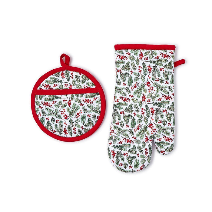 Two's Company | Merry Berry Oven Mitt/Pot Holder Set