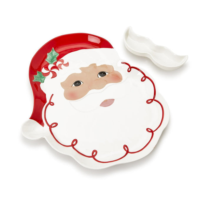 Two's Company | Santa Platter with Removeable Mustache Dipping Bowl