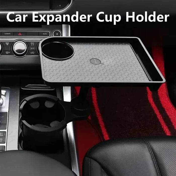 Universal Car Cup Holder Tray | 360° Rotating Adjustable Dual Cup Organizer