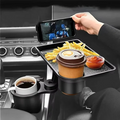 Universal Car Cup Holder Tray | 360° Rotating Adjustable Dual Cup Organizer
