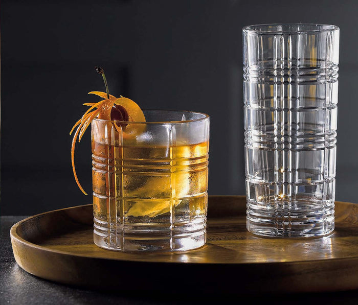 Verona Tartan Plaid Deco Bar Tall & Low Glass Set: Vidivi - Lollygag