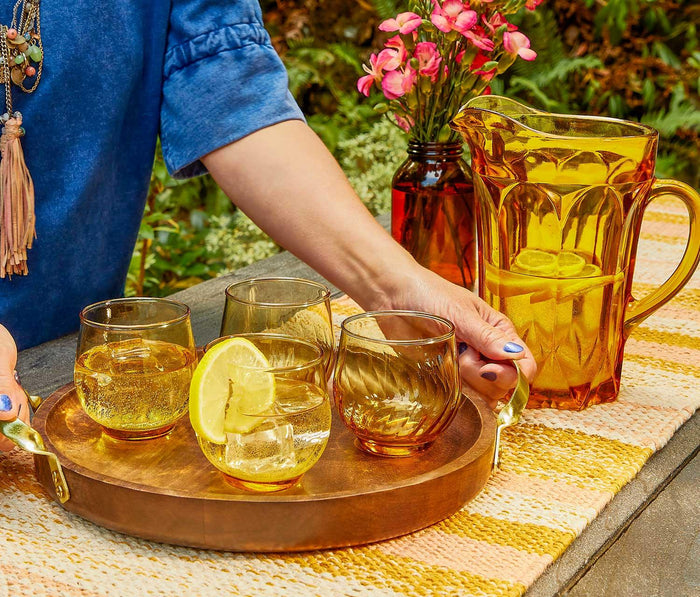 Vintage Golden Swirl Roly Poly Beverage Set - lollygag