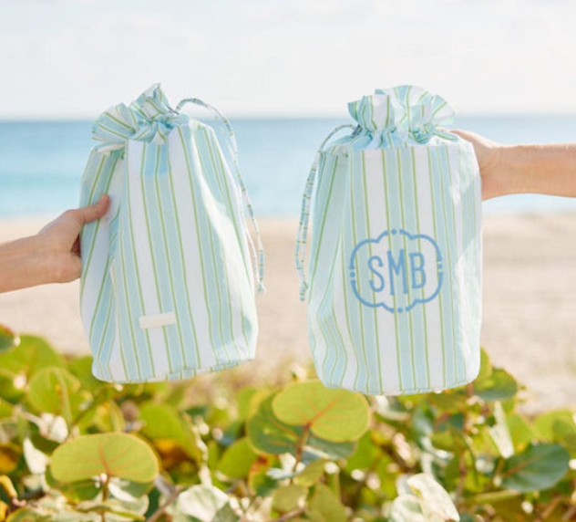 Wet Bag, Green Blue Stripe