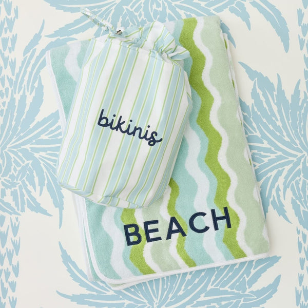 Wet Bag, Green Blue Stripe