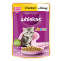 WHISKAS Wet Food for Kittens (2-12 Months), Chicken in Gravy Flavour, 12 pouches (12x 80g)