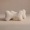 Two textured wool bone-shaped pet pillows in an off-white bouclé wool fabric, displayed on a neutral beige background.