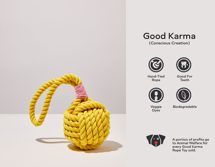 Yellow Celtic Knot Tie Rope Dog Toy