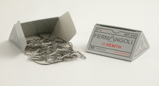 Paper clips come in a triangular paper box which is easily opened and closed.