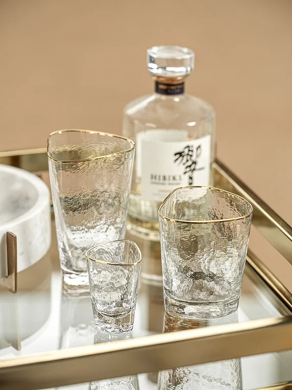 Zodax | Aperitivo Triangular DOF Glass, Clear w/Gold Rim